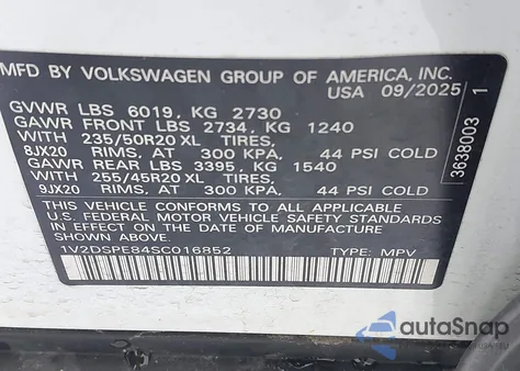 2025 Volkswagen Id.4 Awd Pro из США, поврежденный, VIN 1V2DSPE84SC016852